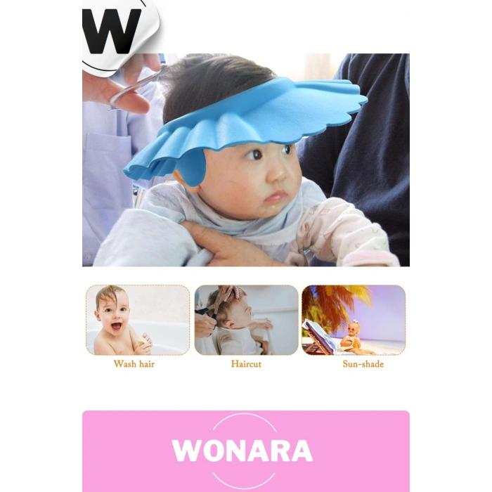 Ayarlanabilir Düğmeli Bebek Duş Şapkası Göze Su Kaçırmayan Banyo Küveti İçin Banyo Başlığı