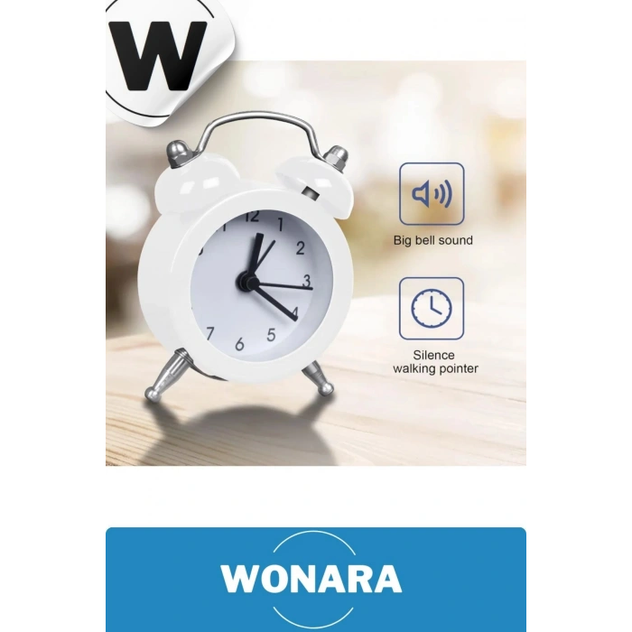 Premium Klasik Tasarım Vintage Yüksek Sesli Alarmlı Dekoratif Mini Masaüstü Analog Çalar Saat