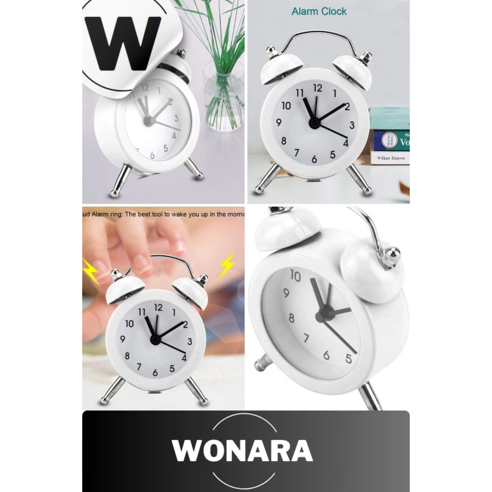 Premium Klasik Tasarım Vintage Yüksek Sesli Alarmlı Dekoratif Mini Masaüstü Analog Çalar Saat