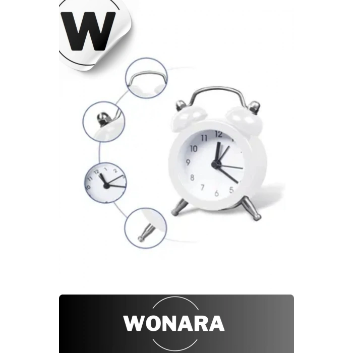 Premium Klasik Tasarım Vintage Yüksek Sesli Alarmlı Dekoratif Mini Masaüstü Analog Çalar Saat