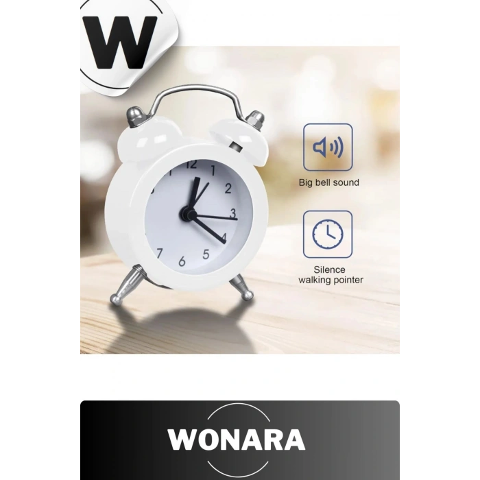 Premium Klasik Tasarım Vintage Yüksek Sesli Alarmlı Dekoratif Mini Masaüstü Analog Çalar Saat