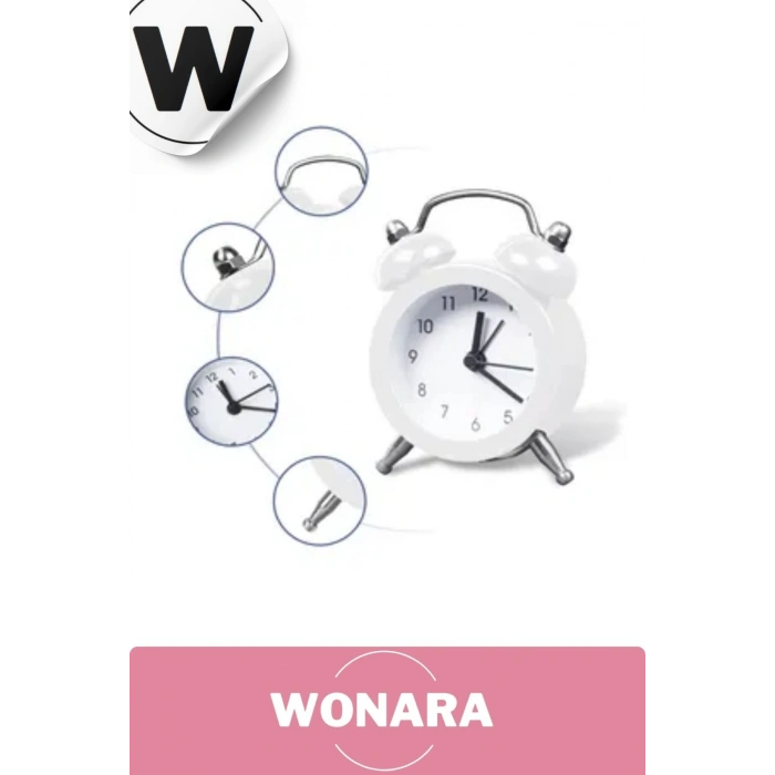 Premium Klasik Tasarım Vintage Yüksek Sesli Alarmlı Dekoratif Mini Masaüstü Analog Çalar Saat