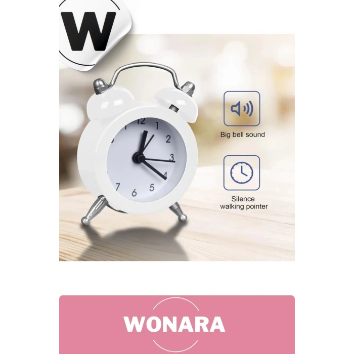 Premium Klasik Tasarım Vintage Yüksek Sesli Alarmlı Dekoratif Mini Masaüstü Analog Çalar Saat