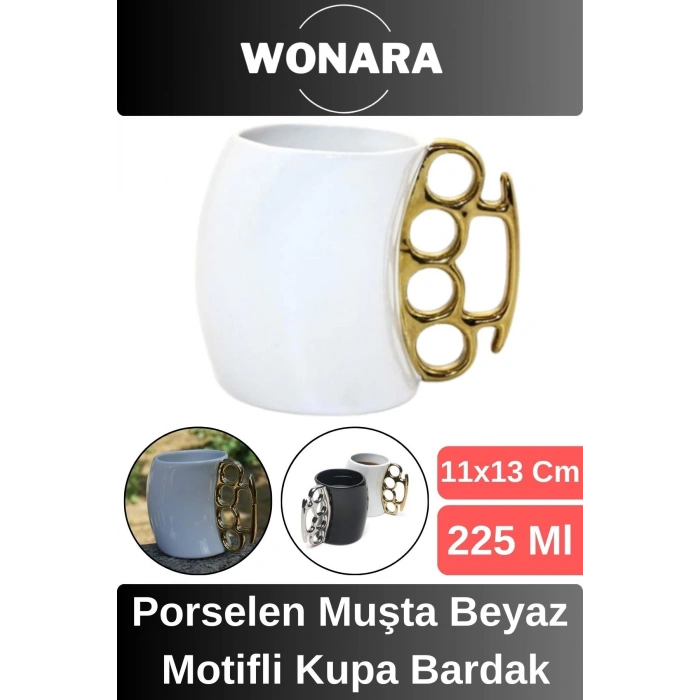 Özel Tasarım Sevgili Arkadaş Şık ve Dekoratif Hediyelik Porselen Parmaklı Motifli Kupa Bardak