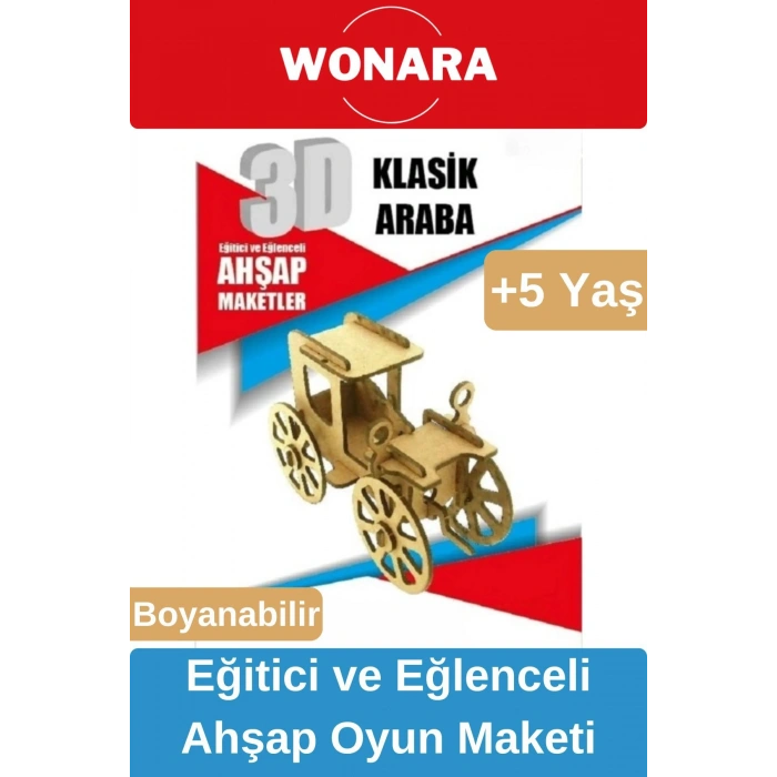 3D Eğitici Zeka Geliştirici Boyanabilir Ahşap Puzzle - Ebeveyn ve Çocuk İçin Demonte Oyun Maketi