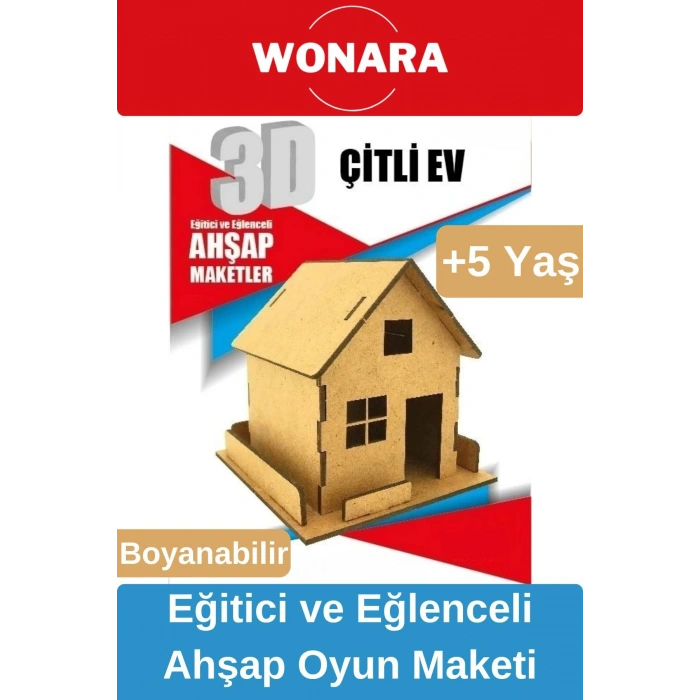 3D Eğitici Zeka Geliştirici Boyanabilir Ahşap Puzzle - Ebeveyn ve Çocuk İçin Demonte Oyun Maketi