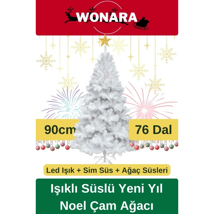 Deluxe Kutulu Ayaklı Renkli Işıklı Yılbaşı Süs Çam Ağacı Süsleme Seti Yeni Yıl Noel Dekor Paket