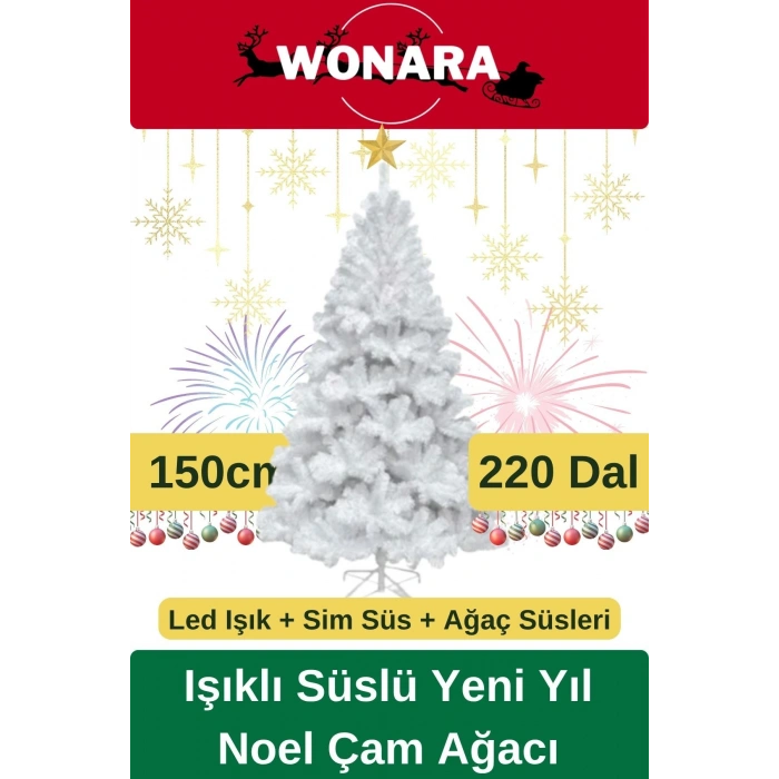 Deluxe Kutulu Ayaklı Renkli Işıklı Yılbaşı Süs Çam Ağacı Süsleme Seti Yeni Yıl Noel Dekor Paket
