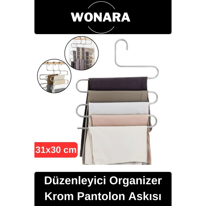 #Askılık Çok Katlı Dolap İçi Kaymaz Alan Kazandıran Düzenleyici Paslanmaz Krom Pantolon Eşarp Askısı