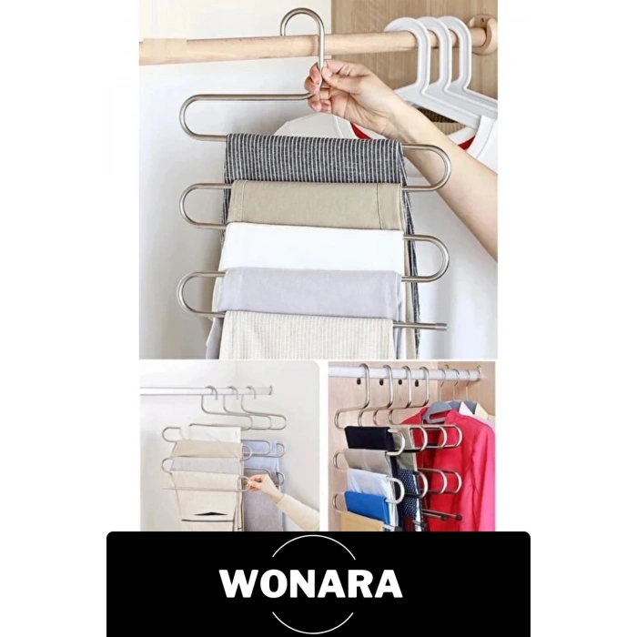 #Askılık Çok Katlı Dolap İçi Kaymaz Alan Kazandıran Düzenleyici Paslanmaz Krom Pantolon Eşarp Askısı