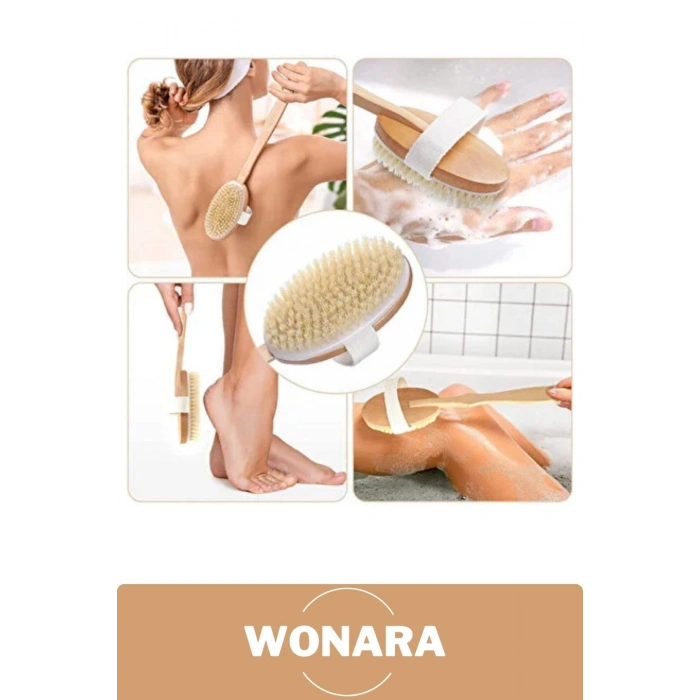 #BanyoFırça Ahşap Sap Peeling %100 Doğal Selülit Önleyici Yumuşak Vücut Masaj At Kılı Banyo Fırçası