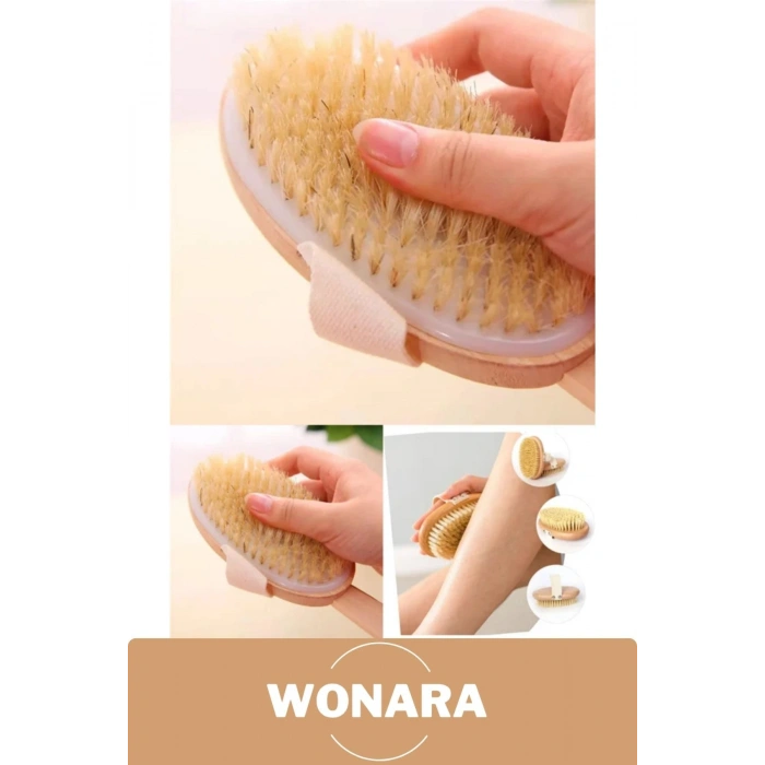 #BanyoFırça Ahşap Sap Peeling %100 Doğal Selülit Önleyici Yumuşak Vücut Masaj At Kılı Banyo Fırçası