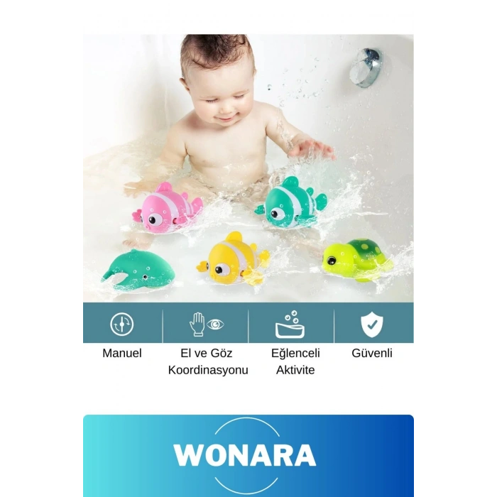 #Oyuncak Mekanik Suda Yüzen Eğlenceli Hafif Kurmalı Renkli Yüzen Balık Bebek Çocuk Banyo Oyuncağı