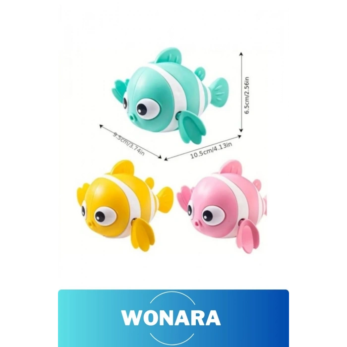 #Oyuncak Mekanik Suda Yüzen Eğlenceli Hafif Kurmalı Renkli Yüzen Balık Bebek Çocuk Banyo Oyuncağı