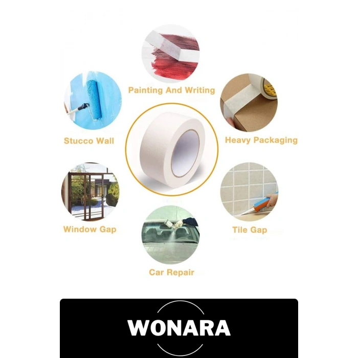 #KrepKağıt İz Bırakmadan Çıkartılabilir Isıya Dayanıklı Kolay Sökülebilen Maskeleme Boya Bant 1 Adet
