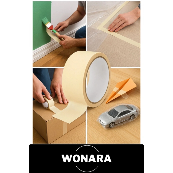 #KrepKağıt Isıya Dayanıklı İz Bırakmadan Çıkartılabilir Kolay Sökülebilen Maskeleme Boya Bant 2 Adet