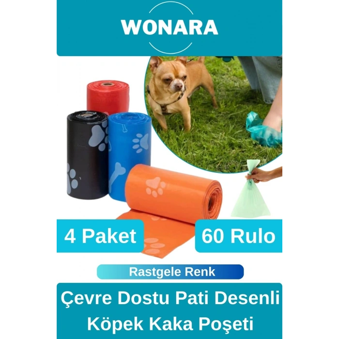 #KakaPoşeti Sızdırmaz Hijyenik Atık Toplama Çevre Dostu Evcil Hayvan Pati Desenli Köpek Kaka Torbası