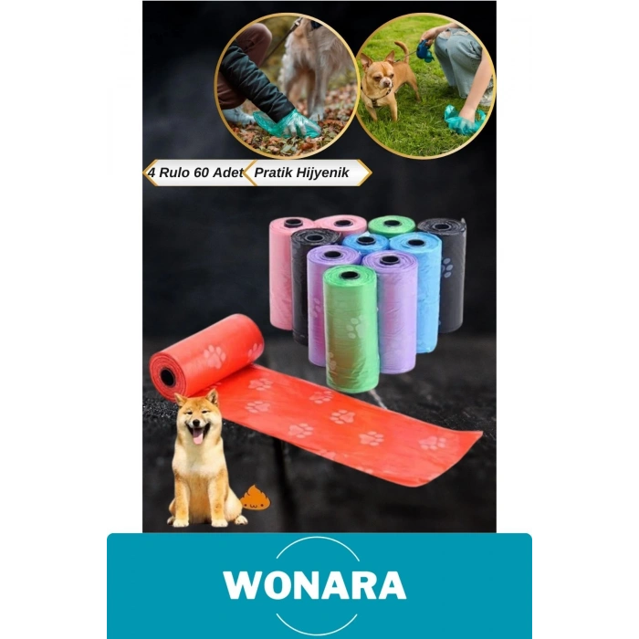 #KakaPoşeti Sızdırmaz Hijyenik Atık Toplama Çevre Dostu Evcil Hayvan Pati Desenli Köpek Kaka Torbası