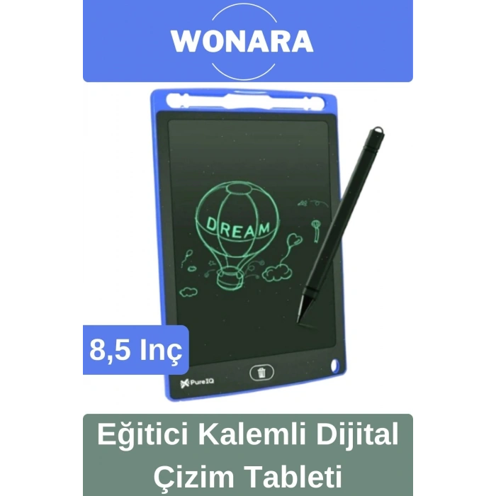 Deluxe Elektronik Grafik Yazma Tahtası Kalemli Silinebilir Not Çizim Panosu Eğitici Tablet 8,5 Inç