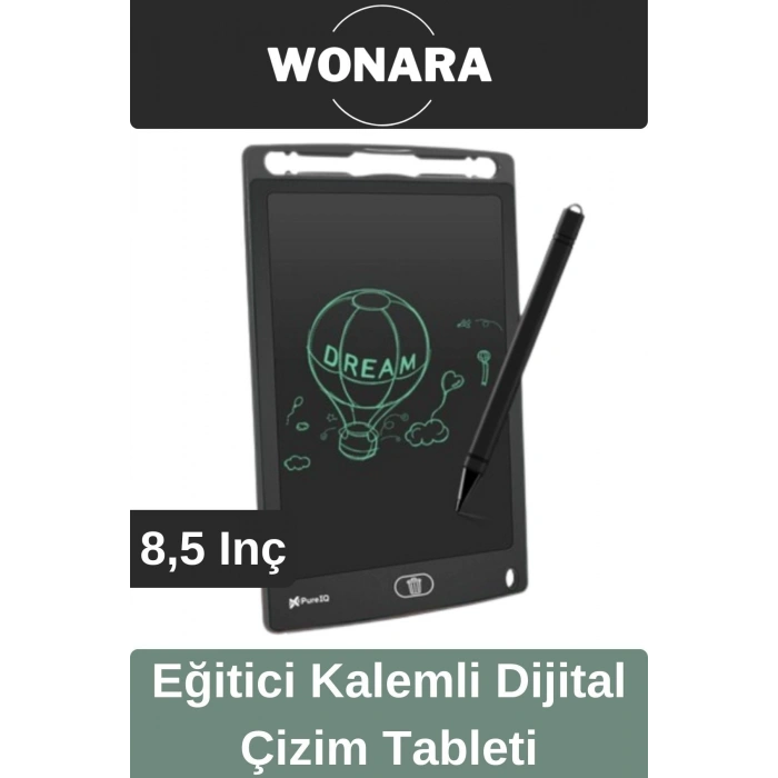 Deluxe Elektronik Grafik Yazma Tahtası Kalemli Silinebilir Not Çizim Panosu Eğitici Tablet 8,5 Inç