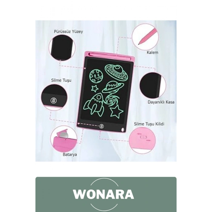 Deluxe Elektronik Grafik Yazma Tahtası Kalemli Silinebilir Not Çizim Panosu Eğitici Tablet 8,5 Inç