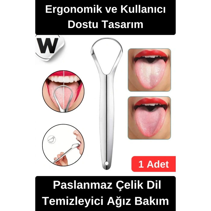#DilTemizleyici Paslanmaz Çelik Dil Temizleyici Ergonomik Ağız Bakım Aparatı Uzun Ömürlü Dayanıklı Hijyenik Kolay Temizlenebilir Dil Kazıyıcı Kötü Koku Giderici Profesyonel Temizlik Aracı