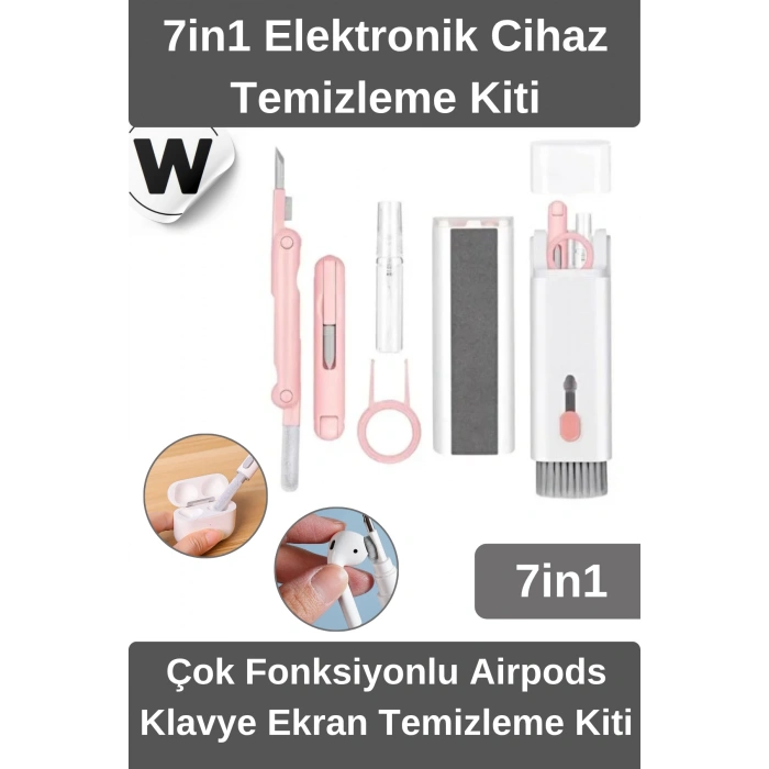 #TemizlikKiti 7in1 Airpods Klavye Ekran Temizleme Kiti Çok Fonksiyonlu Silikon Uçlu Kulaklık Telefon Tablet Kamera Laptop Elektronik Cihaz Temizlik Seti Fırçalı Profesyonel Bakım Aparatı