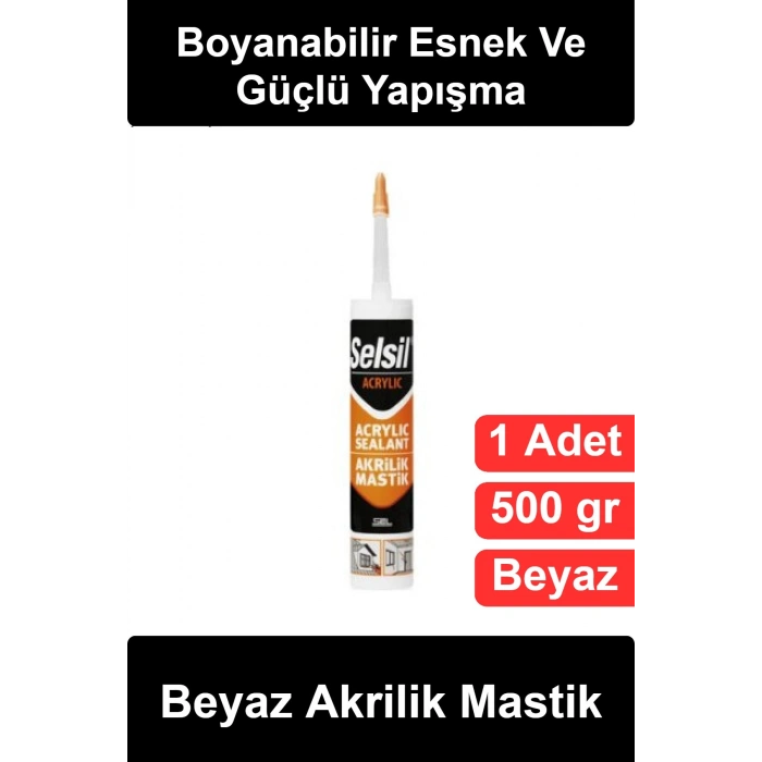 #AkrilikMastik Beyaz Akrilik Mastik Silikonize 500 gr Kartuş Boyanabilir Esnek Dolgu Macunu Duvar Çatlak Pencere Kapı Kasası Derz İzolasyon Sızdırmazlık İç Dış Mekan Tadilat Yapı Yalıtım Malzemesi