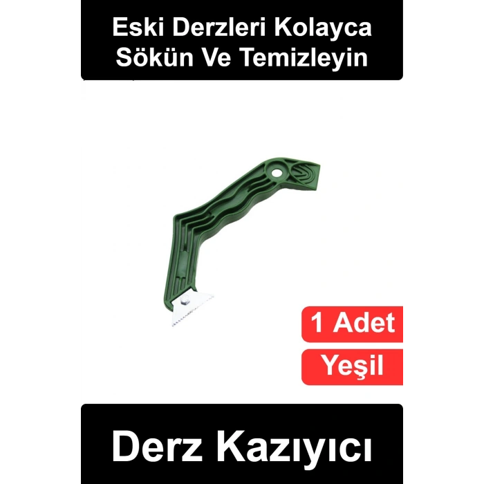 #DerzKazıyıcı Derz Kazıyıcı Yeşil Saplı Metal Uçlu Dişli Seramik Fayans Karo Arası Temizleme Sökme Aparatı Ergonomik Kanallı Banyo Mutfak Tadilat Yenileme Aleti Profesyonel Değiştirilebilir Bıçaklı