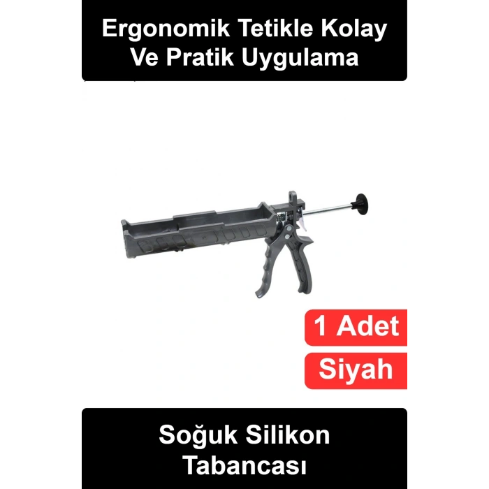 #SilikonTabancası İnce Soğuk Silikon Tabancası Siyah Plastik Gövde Ergonomik Kavramalı Mekanik Tetikli Hobi El Sanatları Tamirat Dekorasyon Okul Projesi Atölye Ev İçin Hafif Pratik Yapıştırma Aleti