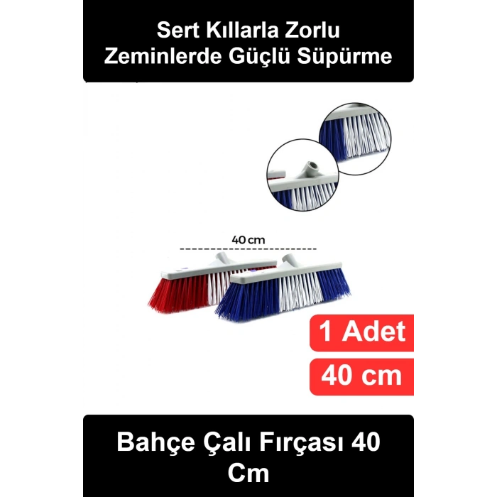 #ÇalıFırçası Bahçe Çalı Fırçası 40 cm Sert Plastik Kıllı Süpürge Başlığı Teras Balkon Sokak Garaj Dış Mekan Zemin Temizliği Yaprak Toz Kir Süpürme Aparatı Geniş Yoğun Dizilimli Dayanıklı Gövde Model