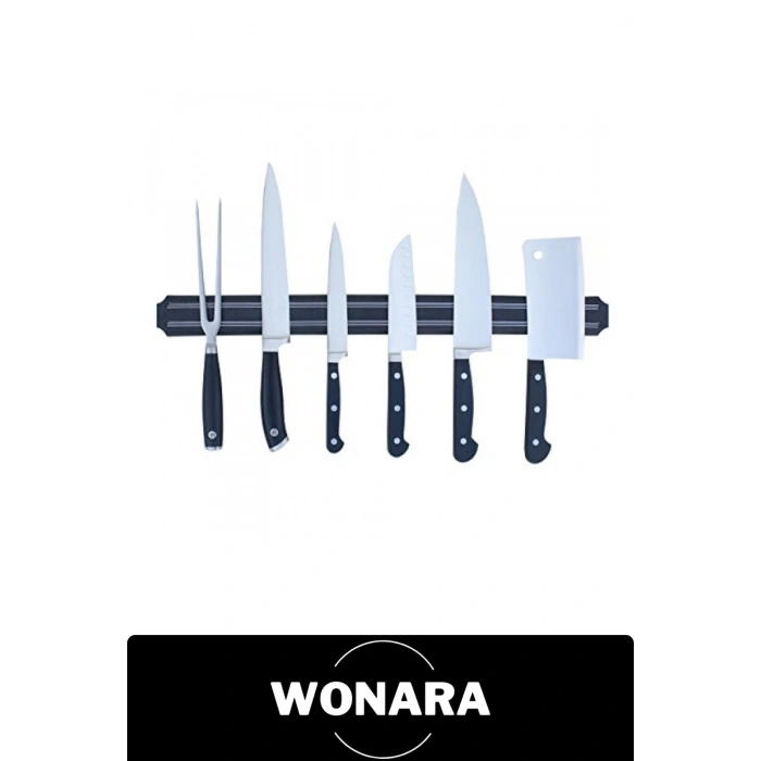 #BıçakAskısı Mıknatıslı Bıçak Askısı 55 cm Manyetik Tutucu Bant Çubuğu Duvara Monte Vidalı Mutfak Düzenleyici Metal Gereç Askılığı Siyah Şık Dekoratif Güçlü Çekim Pratik Organizer Saklama Aparatı