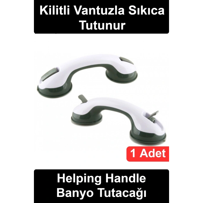 #BanyoTutacağı Helping Handle Kilitli Vantuzlu Banyo Tutacağı Duş Kabini Tuvalet Düşme Kayma Önleyici Delmeden Vidasız Yapışan Yatay Dikey Pürüzsüz Yüzey Montajlı Pratik Hediye Güvenlik Destek Kolu