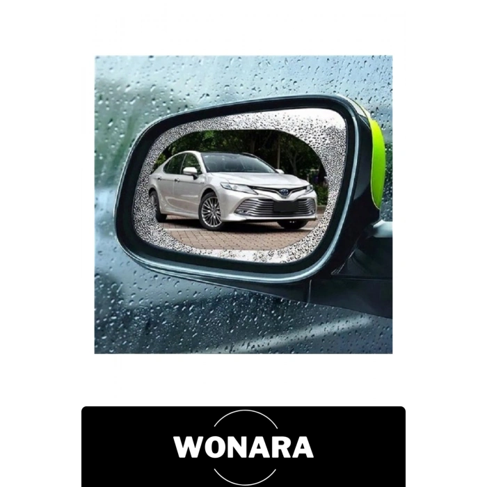 Oto Dış Ayna Yağmur Kaydırıcı Film 2li Set Hidrofobik Su İtici Buğu Önleyici Araç Yan Dikiz Yapışkanlı Koruyucu Şeffaf Sticker Güvenli Sürüş Net Görüş Araba Aksesuarı Kolay Uygulama 13,5x10 cm