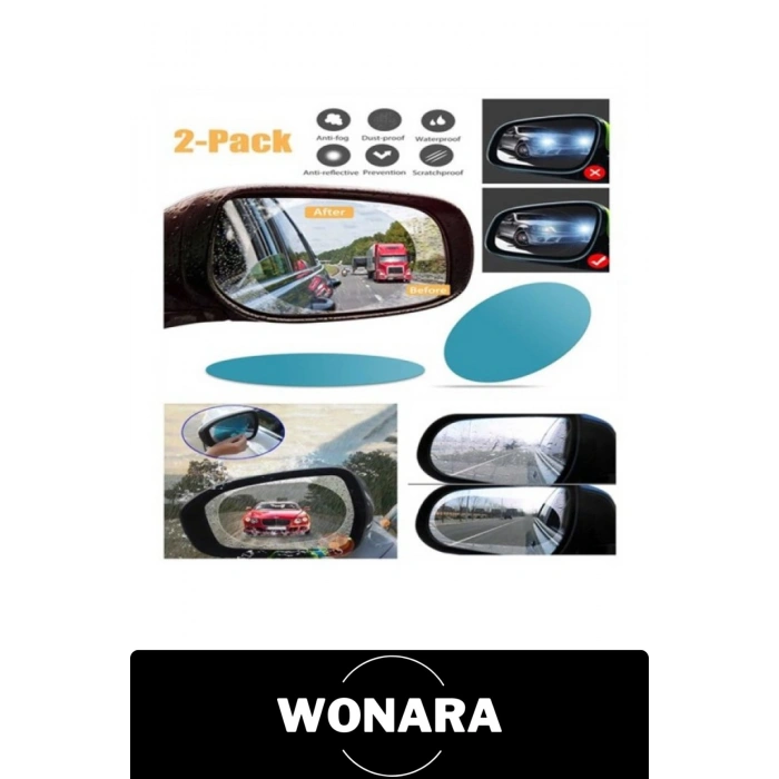 Oto Dış Ayna Yağmur Kaydırıcı Film 2li Set Hidrofobik Su İtici Buğu Önleyici Araç Yan Dikiz Yapışkanlı Koruyucu Şeffaf Sticker Güvenli Sürüş Net Görüş Araba Aksesuarı Kolay Uygulama 13,5x10 cm