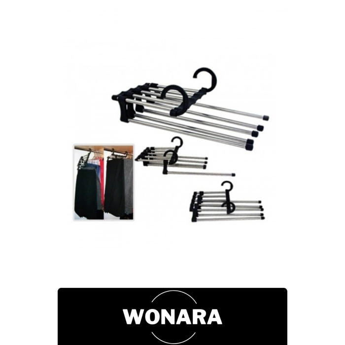 #PantolonAskısı 5 in 1 Hareketli Pantolon Askılığı Krom Metal Beşli Katlanabilir Dolap İçi Düzenleyici Organizer Kemer Eşarp Fular Askısı Gardırop Yer Tasarrufu Sağlayan Çok Fonksiyonlu Giysi Aparatı