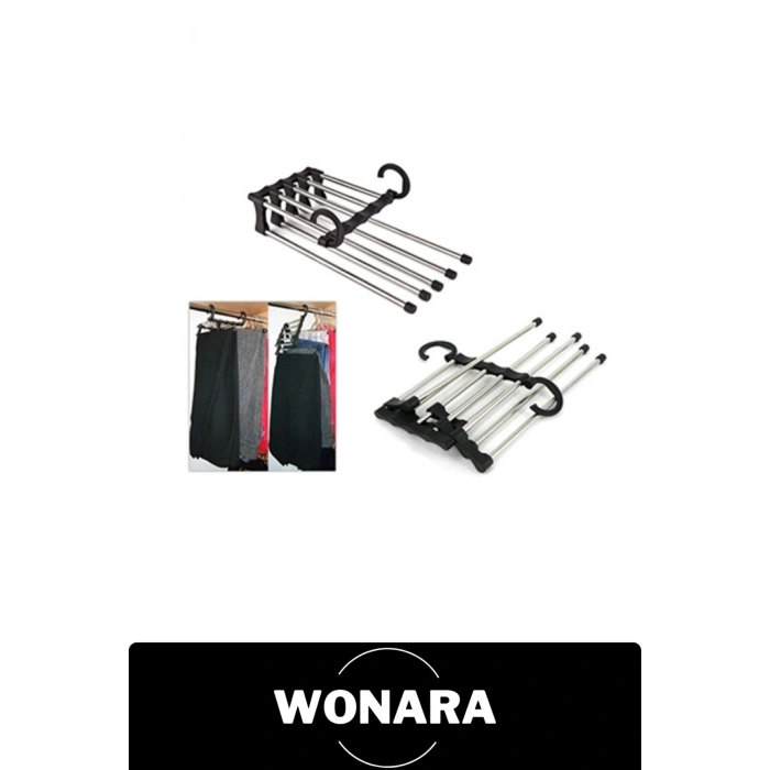 #PantolonAskısı 5 in 1 Hareketli Pantolon Askılığı Krom Metal Beşli Katlanabilir Dolap İçi Düzenleyici Organizer Kemer Eşarp Fular Askısı Gardırop Yer Tasarrufu Sağlayan Çok Fonksiyonlu Giysi Aparatı