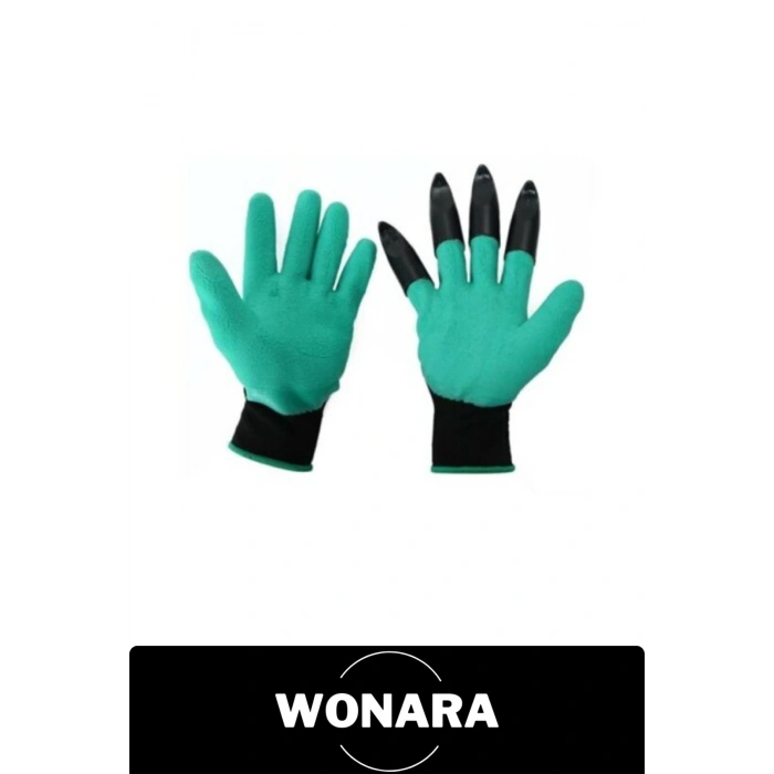 #BahçeEldiveni Pençeli Toprak Kazma Bahçe Eldiveni ABS Plastik Tırnaklı Kauçuk Polyester Bahçıvan Fidan Çiçek Saksı Dikim Eşme Kazıma İşleri İçin Delinmeye Dirençli Pratik Koruyucu Hobi Yeşil Siyah