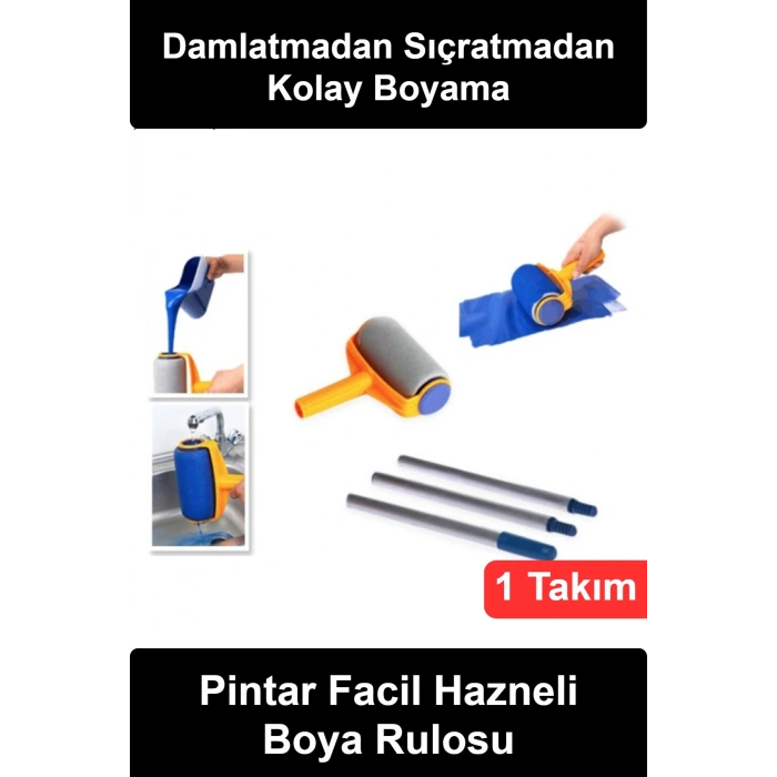 #BoyaRulosu Pintar Facil Hazneli Damlatmaz Pratik Boya Rulosu Seti 3 Parça Uzatma Saplı Duvar Tavan Boyama Merdanesi Su Bazlı Badana Fırçası Kolay Temizlenen Depolu Rulo Sistemi Ev Dekorasyon