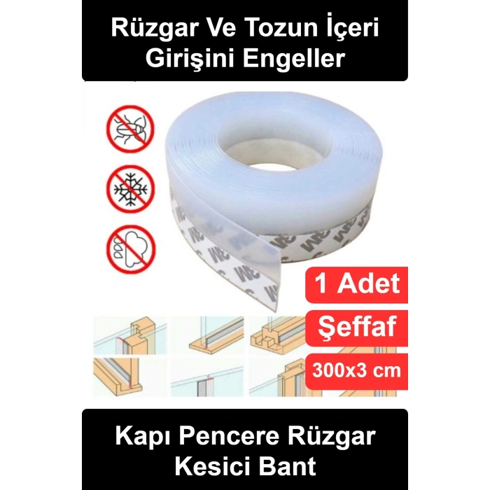 #RüzgarKesiciBant Kapı Pencere Rüzgar Kesici Bant 3 Metre Şeffaf Silikon Kendinden Yapışkanlı Toz Haşere Önleyici Sızdırmazlık Şeridi Sürgülü Cam Alüminyum Plastik Dolap Duş Kabini Fitili Esnek