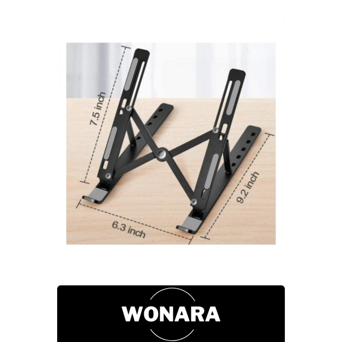 Ayarlanabilir Laptop Standı 7 Kademeli Katlanabilir Portatif Ergonomik Dizüstü Bilgisayar Notebook Tablet Tutucu Yükseltici Kaymaz Silikonlu Masaüstü Hafif Plastik Ev Ofis Çalışma Siyah