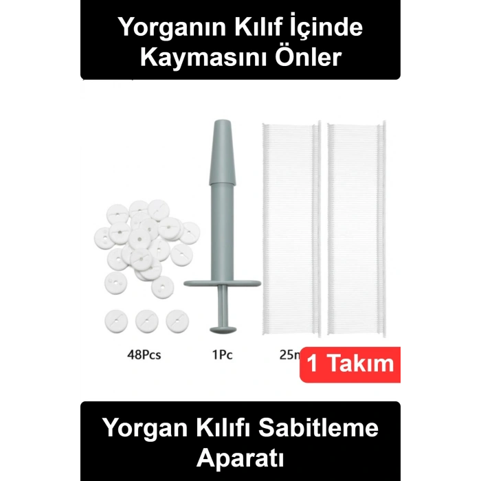 #YorganSabitleme Yorgan Kılıfı Sabitleme Aparatı Nevresim Kaydırmaz Tutucu Klips Seti İğnesiz Çarşaf Gerdirme Perde Kumaş Sabitleyici Tabanca 48 Pul 400 Plastik Kılçık İp Yatak Odası Düzenleyici