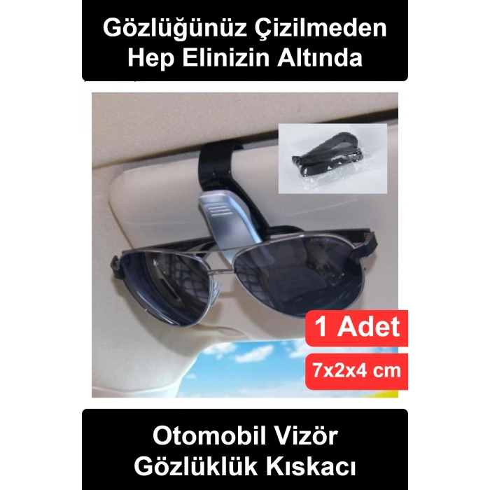 Araç İçi Güneşlik Gözlük Tutucu Klips Mandallı Araba Güneş Gözlüğü Tutacağı Kartvizit Askısı Oto Aksesuar Organizer Universal Tüm Araçlara Uyumlu Çizilme Önleyici Pratik Kompakt Tasarım Sert Plastik