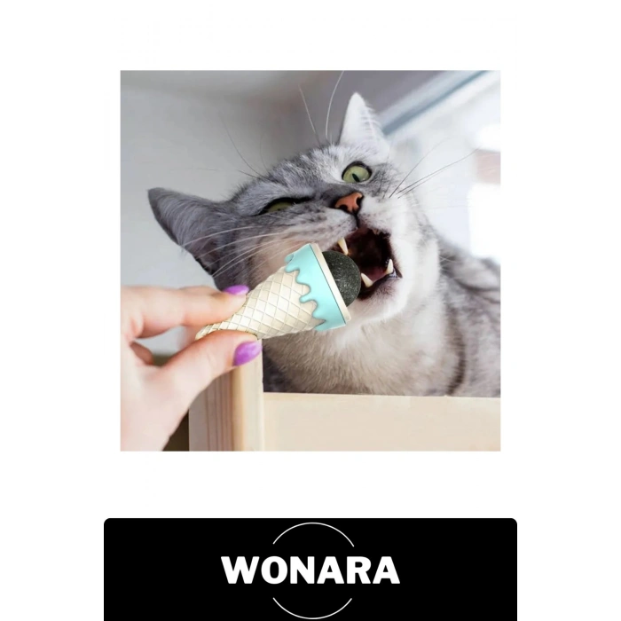 #KediNanesi Dondurma Şeklinde Catnip Topu Kedi Otu Çift Taraflı Bantlı Duvara Pencereye Yapışan Yavru Kedilere Uygun Sakinleştirici İştah Açıcı Evcil Hayvan Etkileşimli Oyuncağı Pp Malzemeli