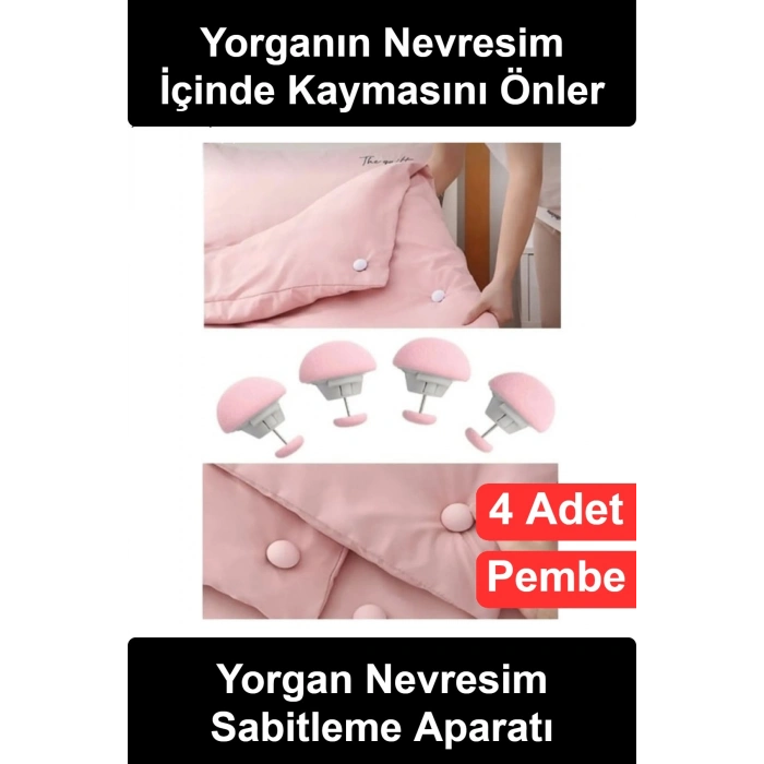 #NevresimSabitleyici Yorgan Nevresim Sabitleme Aparatı 4lü Set Kaymaz Mantar Klips Pembe Çarşaf Tutucu Battaniye Toka Yatak Örtüsü Düzenleyici Pratik İğneli Kilit Ev Tekstili Kolay Kullanım Aksesuarı