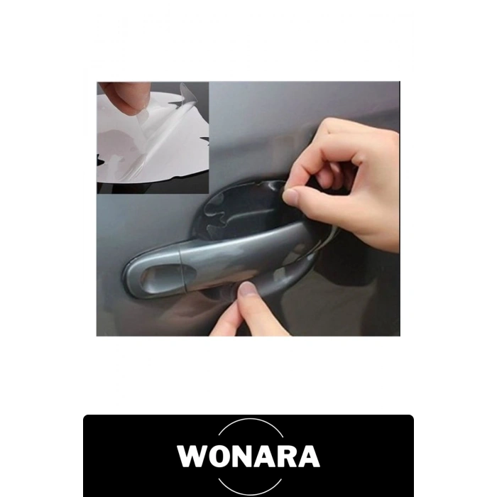 Araba Kapı Kolu Koruyucu Film 4lü Set Şeffaf Çizilmez Boya Koruma Folyosu Oto Tutamak Yuvası Tırnak İzi Çizik Önleyici Sticker Aşınma Engelleyici Kolay Montaj Universal Araç Aksesuarı 95x90 mm