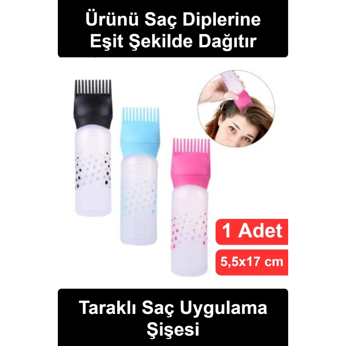 #SaçBoyaŞişesi Taraklı Saç Uygulama Şişesi Dip Boya Boyama Aparatı Aplikatör Kök Yağ Serum Losyon Şampuan Sıvı Sürme Kabı Ölçekli Plastik Dağıtıcı Hazne Kuaför Berber Ev Tipi Bakım Kadın Erkek