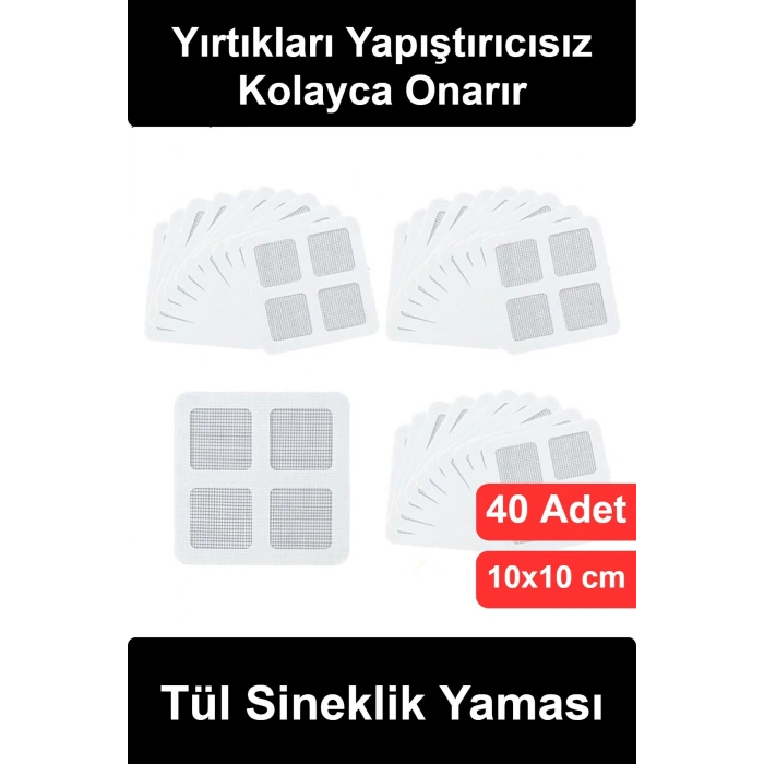 #SineklikYaması Tül Sineklik Yaması 40 Adet Kendinden Yapışkanlı Tamir Kiti Pencere Kapı Balkon Karavan Delik Yırtık Onarım Seti Kesilebilir Esnek File Sinek Böcek Önleyici Pratik Çözüm Ev Ofis Uyumlu