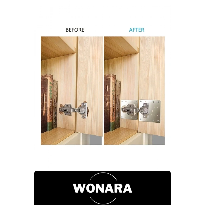 Paslanmaz Çelik Menteşe Onarım Plakası 9x9 cm Mutfak Dolap Kapak Tamir Aparatı Gardırop Banyo Ofis Mobilya Panel Güçlendirme Sacı Vidalı Set Ahşap Kapı Sabitleme Bağlantı Levhası Kolay Montaj