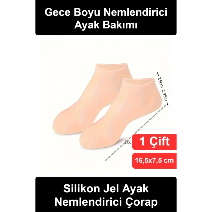 #NemlendiriciÇorap Silikon Jel Ayak Nemlendirici Çorap Gece Bakımı İçin Esnek Elastik Sızdırmaz Yıkanabilir Kadın Pedikür Spa Topuk Parmak Destekli Krem Uygulamaya Uygun Pembe Ten Rengi Pratik Yumuşak
